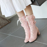 Japanese Fashion Kawaii Pink Bows Boots High heel Boots SS2217